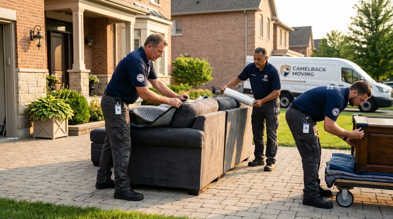 Large estate moving crew wrapping furniture in Princeton, MO