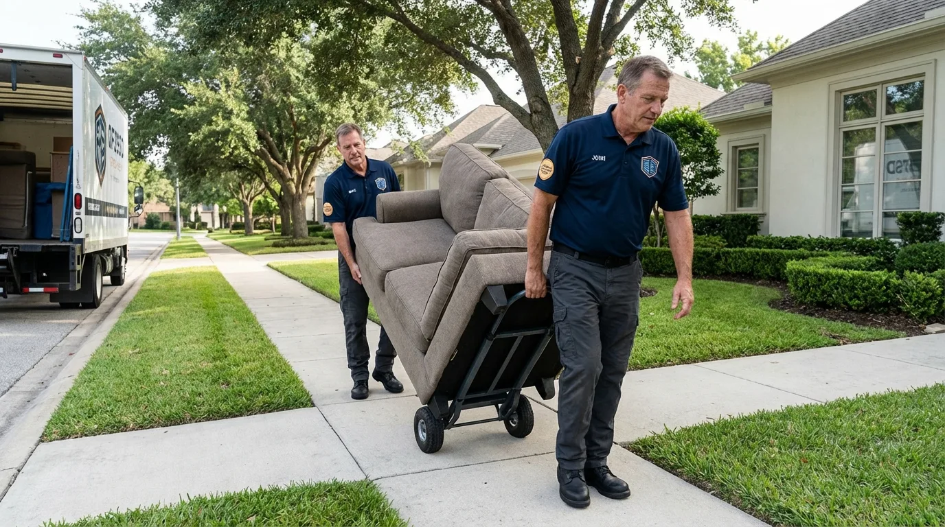 Local residential moving crew loading furniture in Princeton, MO